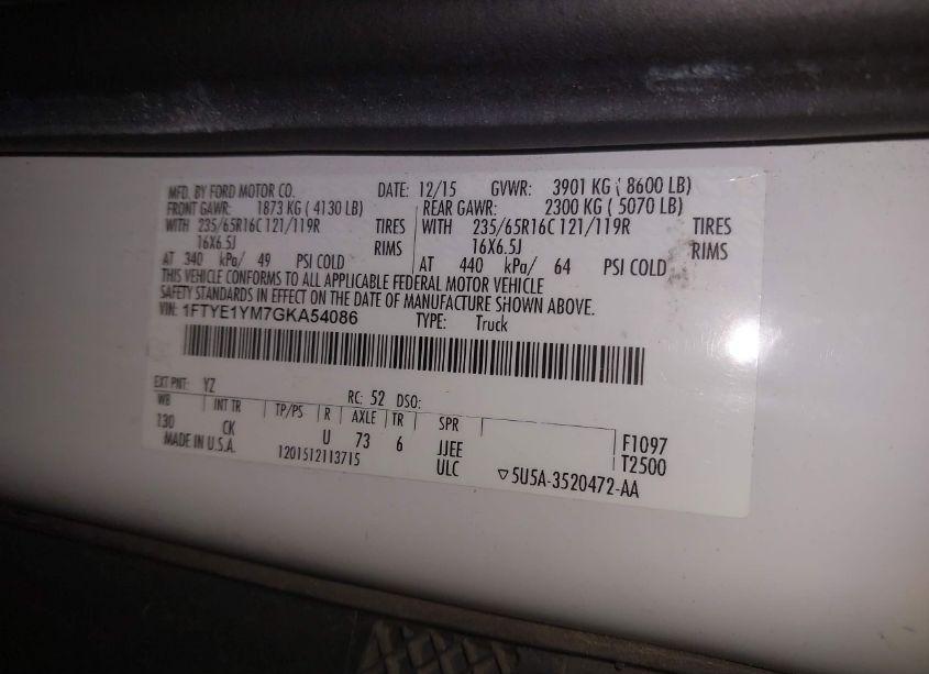 Photo 9 of 2016 Ford Transit-150 (VIN 1FTYE1YM7GKA54086)