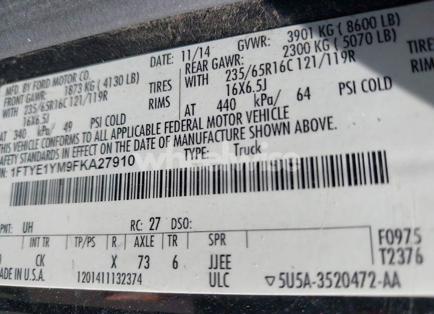 Photo 9 of 2015 Ford Transit-150 (VIN 1FTYE1YM9FKA27910)