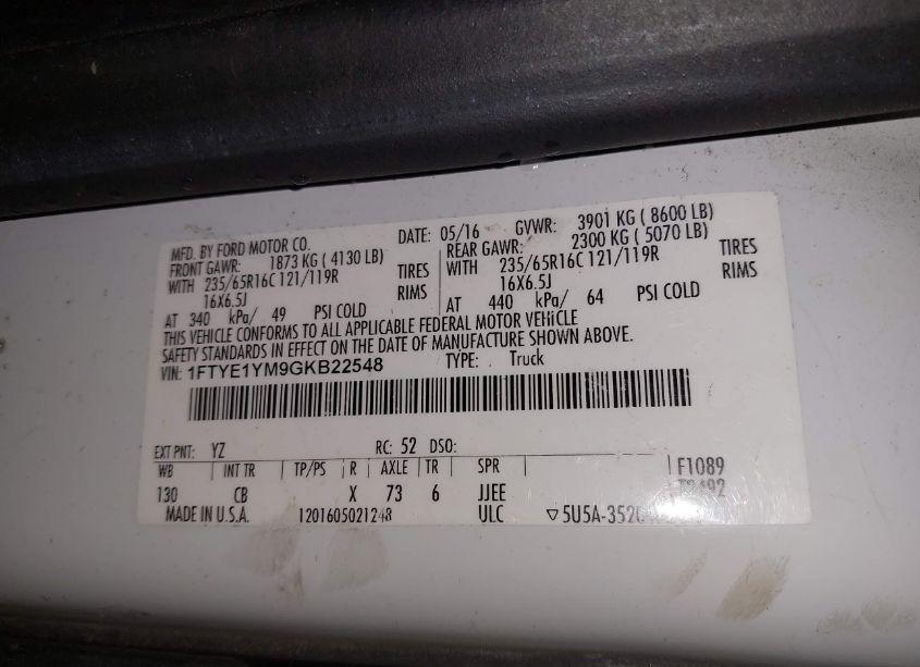 Photo 9 of 2016 Ford Transit-150 (VIN 1FTYE1YM9GKB22548)
