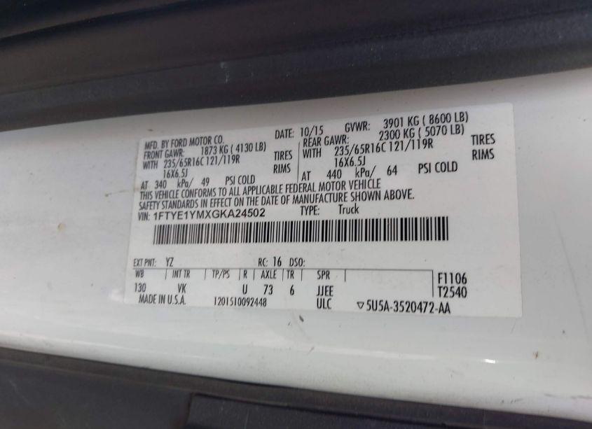 Photo 9 of 2016 Ford Transit-150 (VIN 1FTYE1YMXGKA24502)