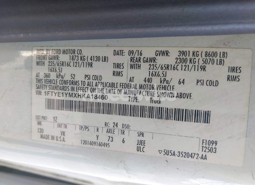 Photo 9 of 2017 Ford Transit-150 (VIN 1FTYE1YMXHKA18460)