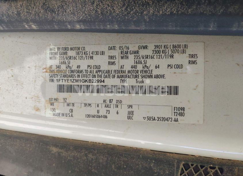 Photo 9 of 2016 Ford Transit-150 (VIN 1FTYE1ZM1GKB22994)