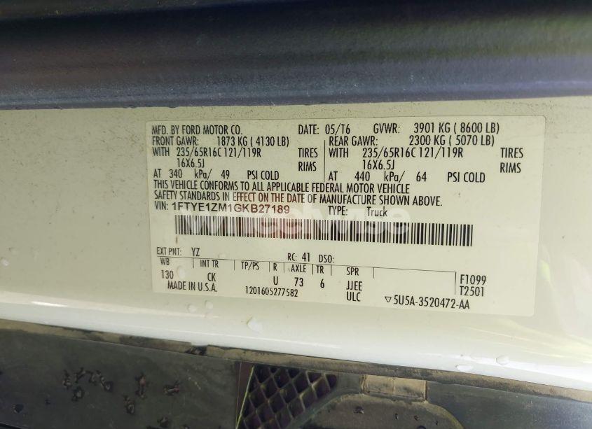 Photo 9 of 2016 Ford Transit-150 (VIN 1FTYE1ZM1GKB27189)