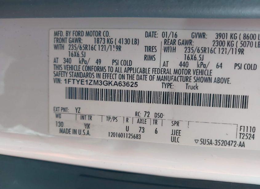 Photo 9 of 2016 Ford Transit-150 (VIN 1FTYE1ZM3GKA63625)