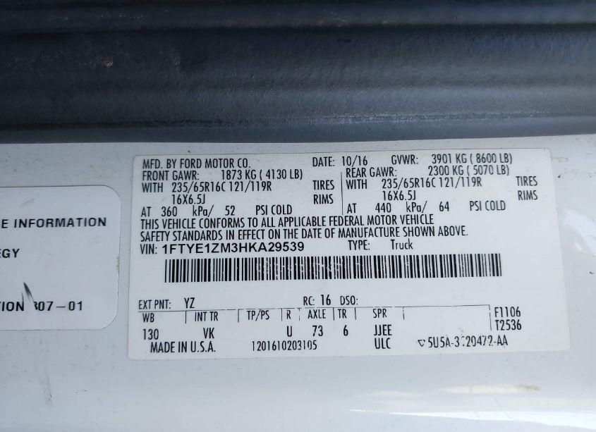 Photo 9 of 2017 Ford Transit-150 (VIN 1FTYE1ZM3HKA29539)