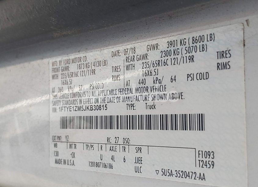 Photo 9 of 2018 Ford Transit-150 (VIN 1FTYE1ZM5JKB30815)