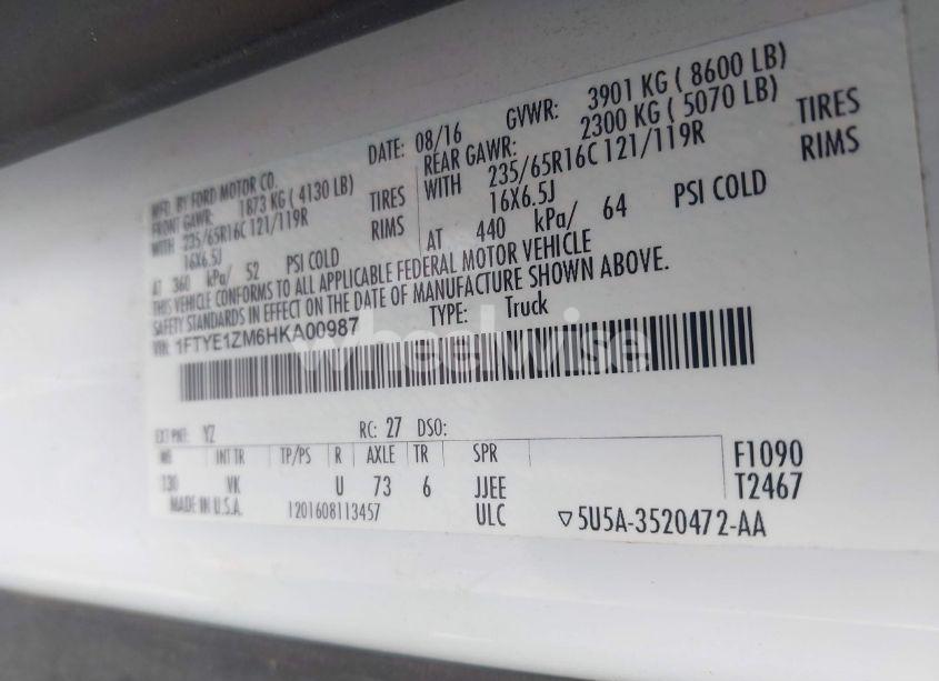 Photo 9 of 2017 Ford Transit-150 (VIN 1FTYE1ZM6HKA00987)