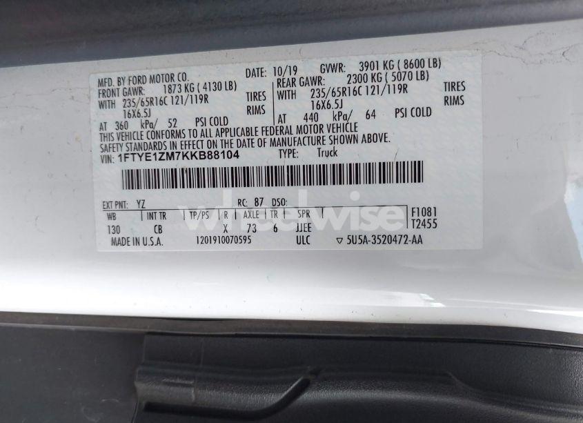 Photo 9 of 2019 Ford Transit-150 (VIN 1FTYE1ZM7KKB88104)