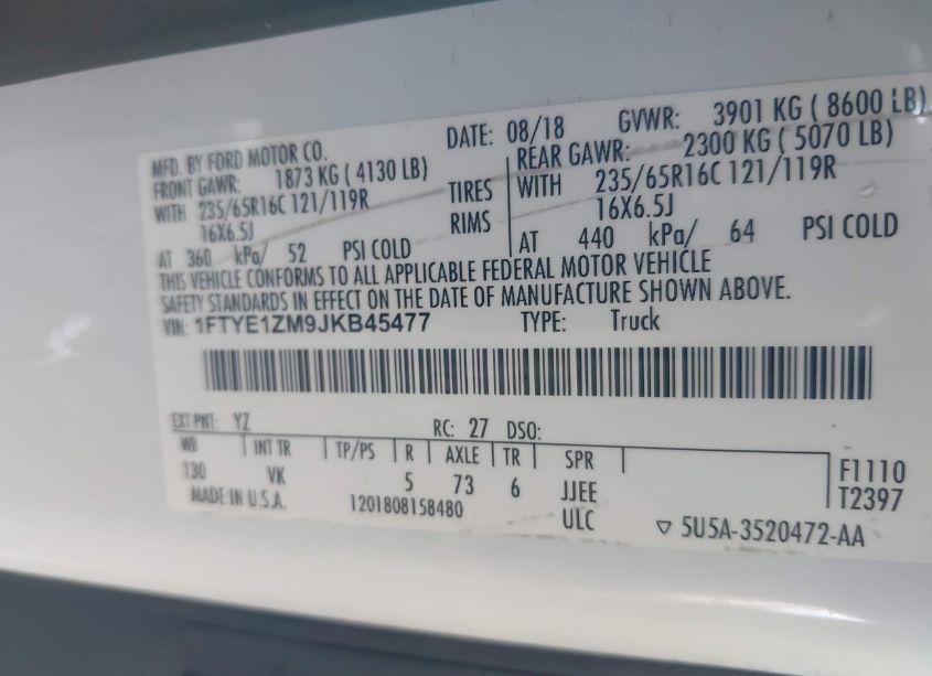 Photo 9 of 2018 Ford Transit-150 (VIN 1FTYE1ZM9JKB45477)