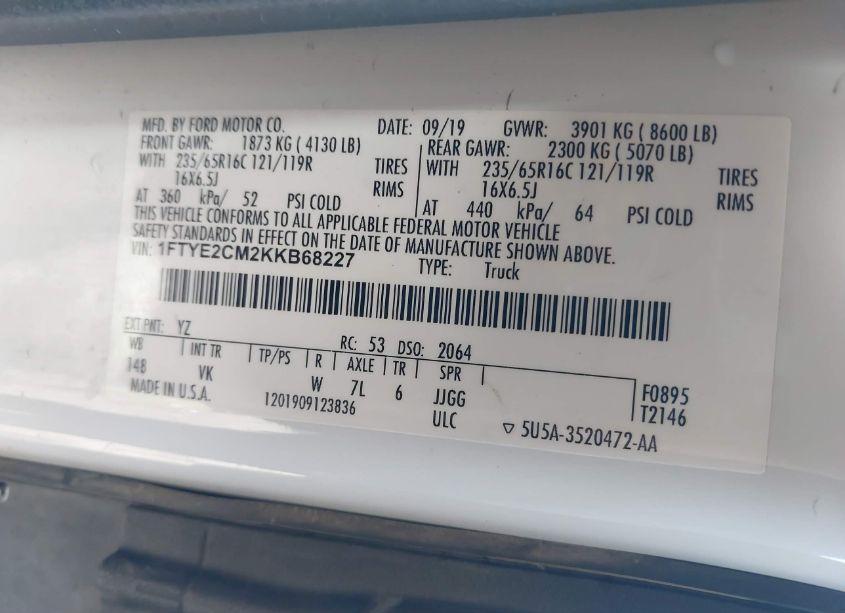 Photo 9 of 2019 Ford Transit-150 (VIN 1FTYE2CM2KKB68227)