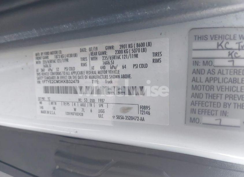 Photo 9 of 2019 Ford Transit-150 (VIN 1FTYE2CM3KKB32479)