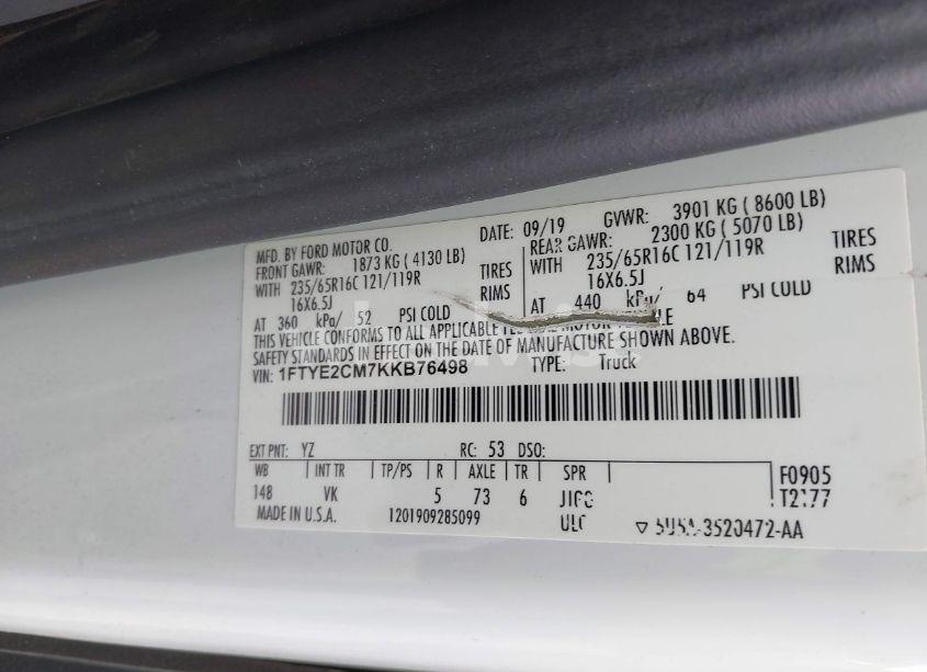 Photo 9 of 2019 Ford Transit-150 (VIN 1FTYE2CM7KKB76498)