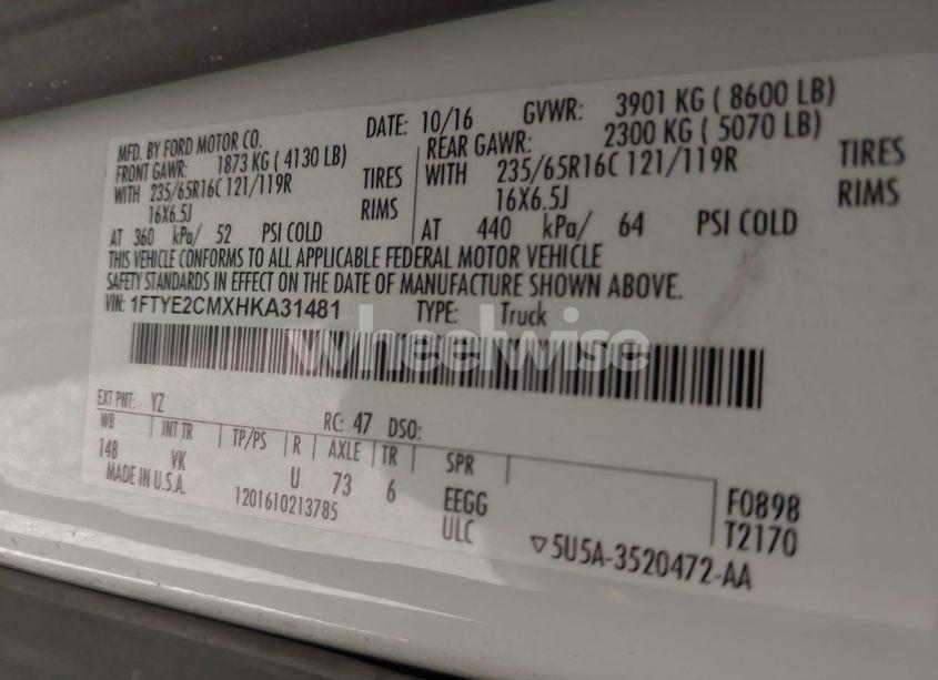 Photo 9 of 2017 Ford Transit-150 (VIN 1FTYE2CMXHKA31481)