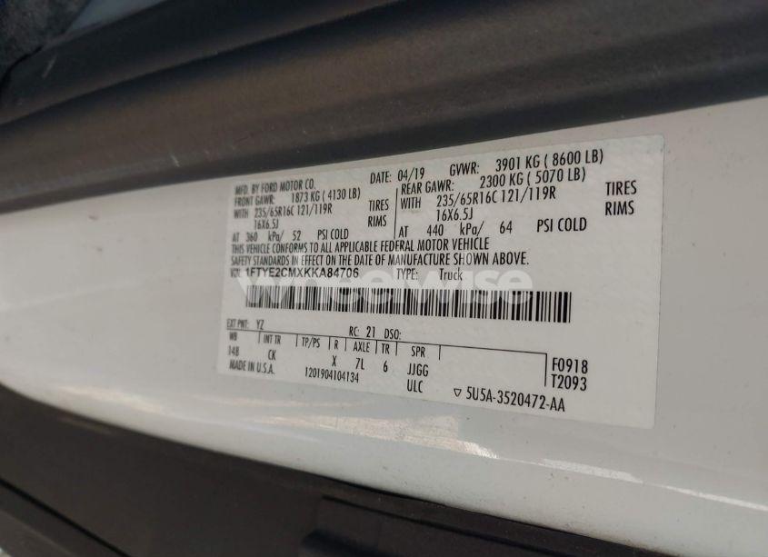 Photo 9 of 2019 Ford Transit-150 (VIN 1FTYE2CMXKKA84706)