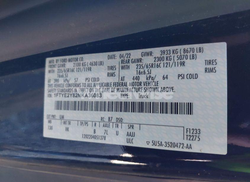 Photo 9 of 2022 Ford Transit-150 (VIN 1FTYE2Y82NKA36083)