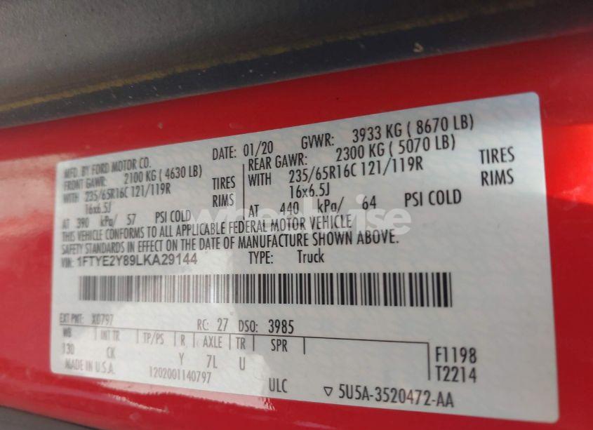 Photo 9 of 2020 Ford Transit-150 (VIN 1FTYE2Y89LKA29144)