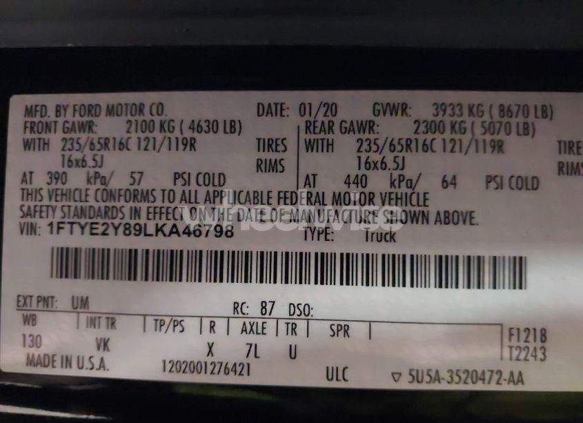 Photo 9 of 2020 Ford Transit-150 (VIN 1FTYE2Y89LKA46798)