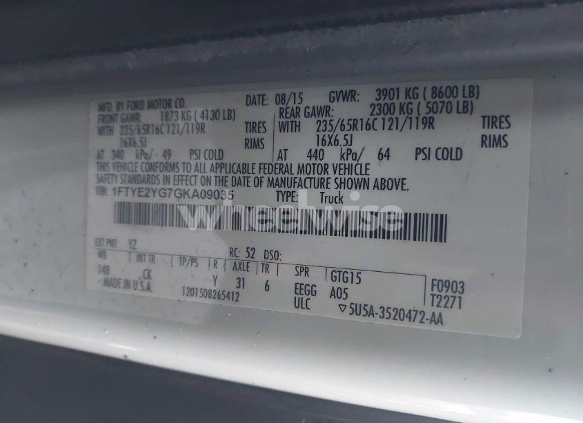 Photo 9 of 2016 Ford Transit-150 (VIN 1FTYE2YG7GKA09035)