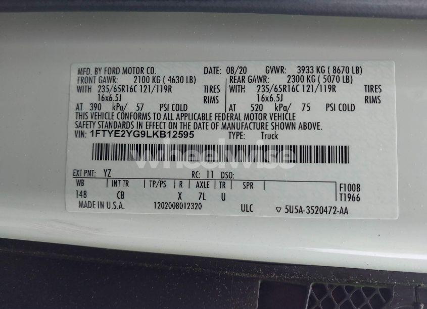 Photo 9 of 2020 Ford Transit-150 (VIN 1FTYE2YG9LKB12595)