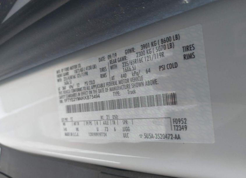 Photo 9 of 2019 Ford Transit-150 (VIN 1FTYE2YM4KKB75494)