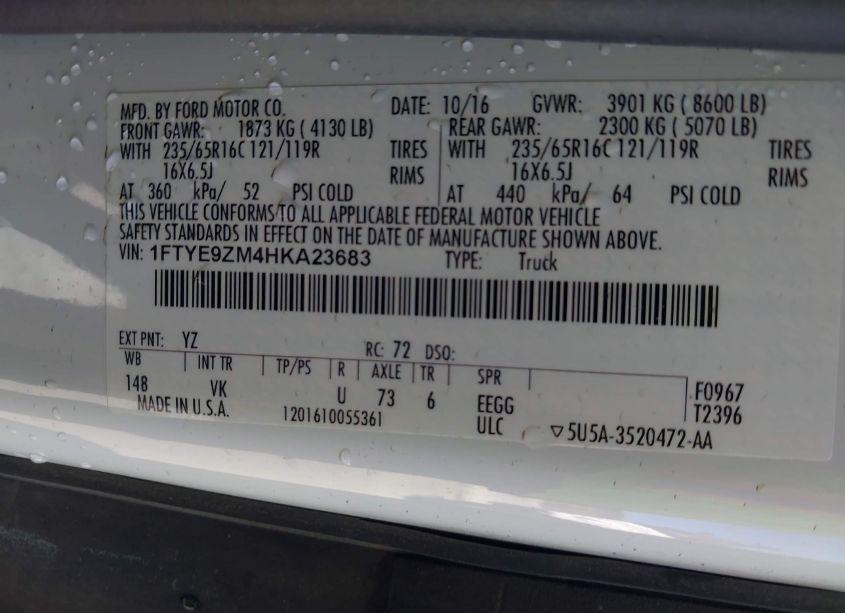 Photo 9 of 2017 Ford Transit-150 (VIN 1FTYE9ZM4HKA23683)