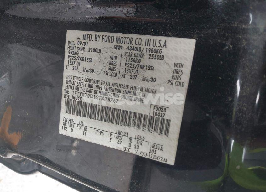 Photo 9 of 2002 Ford Ranger (VIN 1FTYR10D12TA18767)