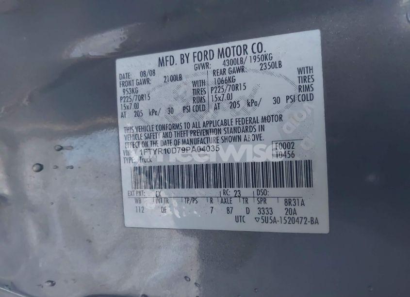 Photo 9 of 2009 Ford Ranger (VIN 1FTYR10D79PA04035)