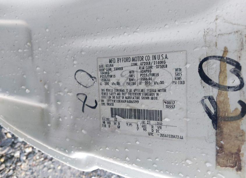 Photo 9 of 2004 Ford Ranger UNIQUE FLEET (VIN 1FTYR10EX4PA86599)