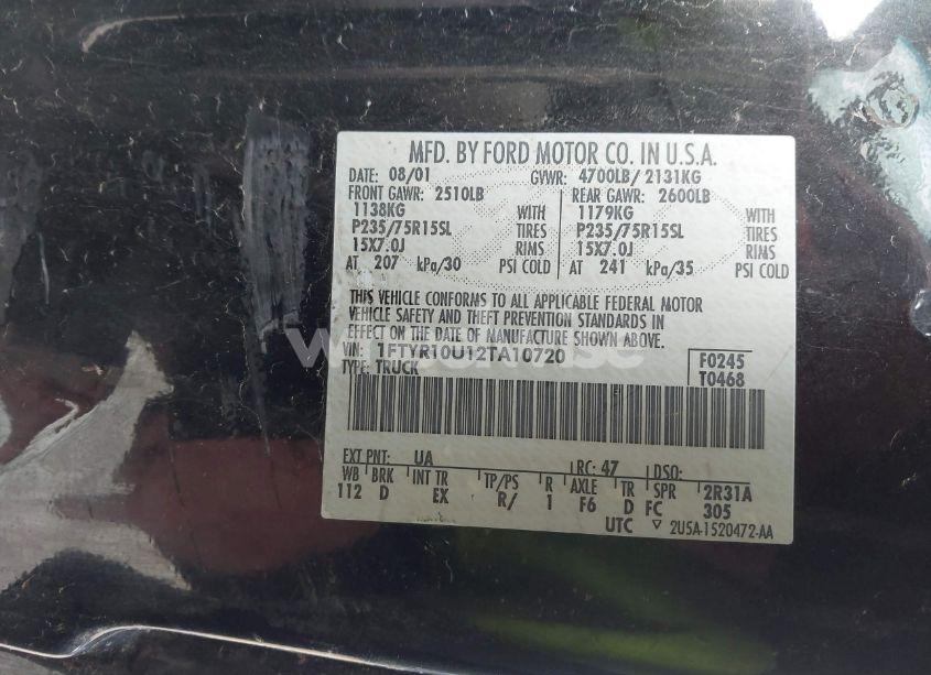 Photo 9 of 2002 Ford Ranger EDGE/XL/XLT (VIN 1FTYR10U12TA10720)