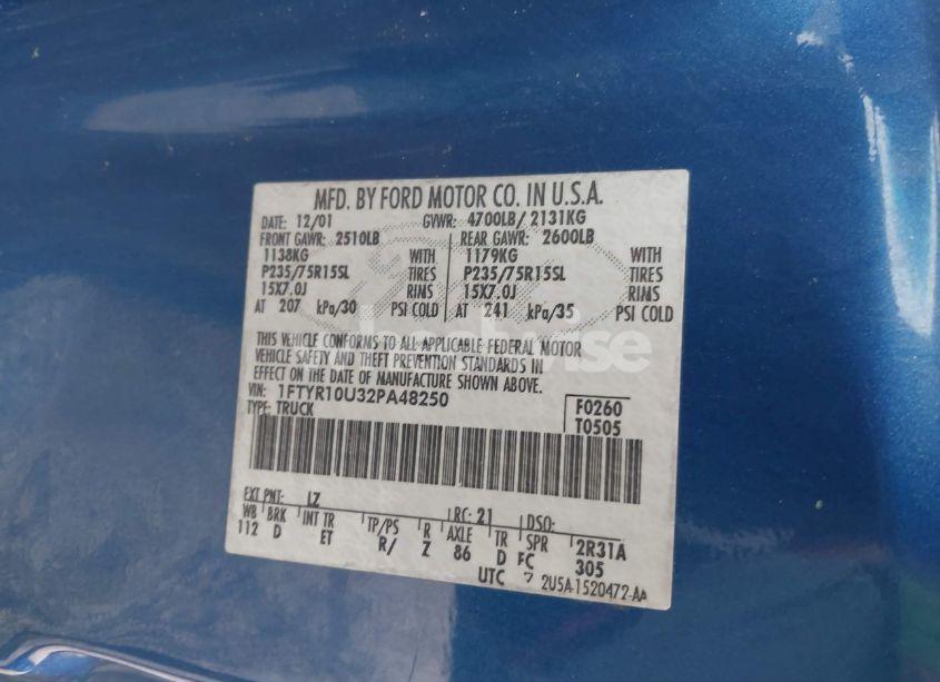 Photo 9 of 2002 Ford Ranger EDGE/XL/XLT (VIN 1FTYR10U32PA48250)