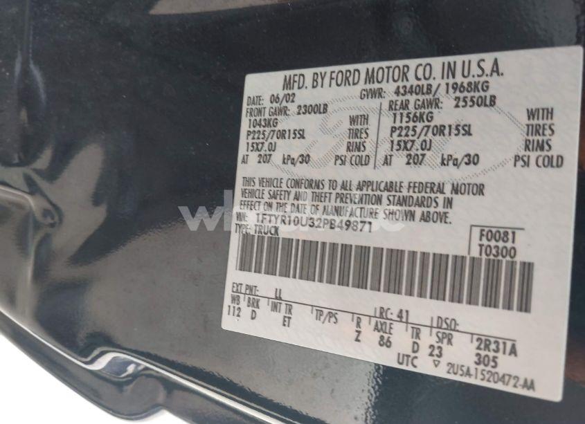 Photo 9 of 2002 Ford Ranger EDGE/XL/XLT (VIN 1FTYR10U32PB49871)