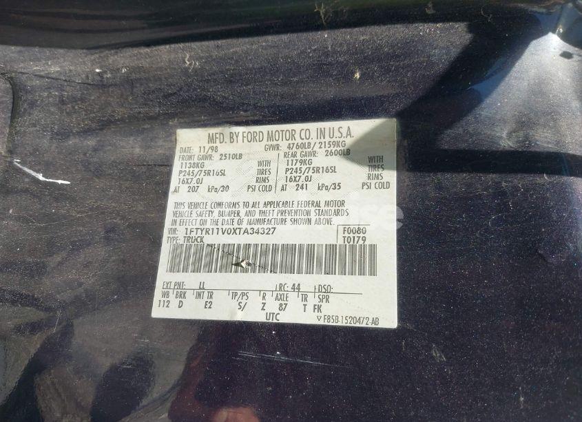 Photo 9 of 1999 Ford Ranger XL/XLT (VIN 1FTYR11V0XTA34327)