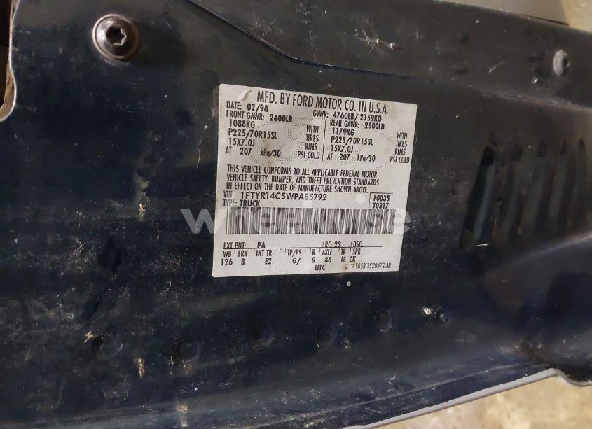 Photo 9 of 1998 Ford Ranger XL/XLT (VIN 1FTYR14C5WPA85792)