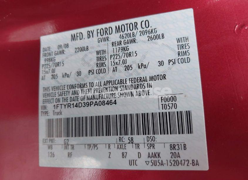 Photo 9 of 2009 Ford Ranger XL/XLT (VIN 1FTYR14D39PA08464)