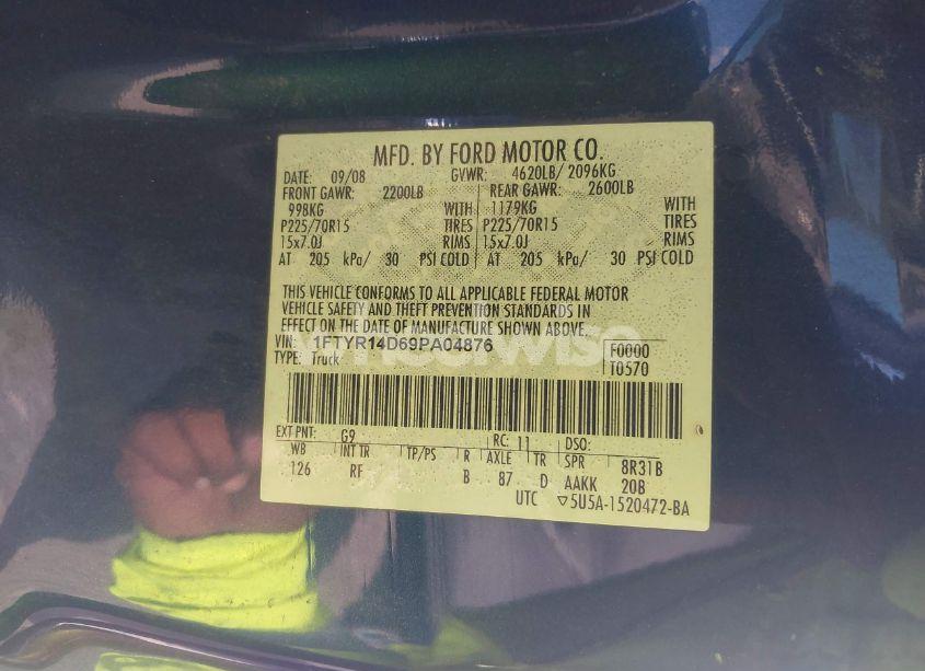 Photo 9 of 2009 Ford Ranger XL/XLT (VIN 1FTYR14D69PA04876)