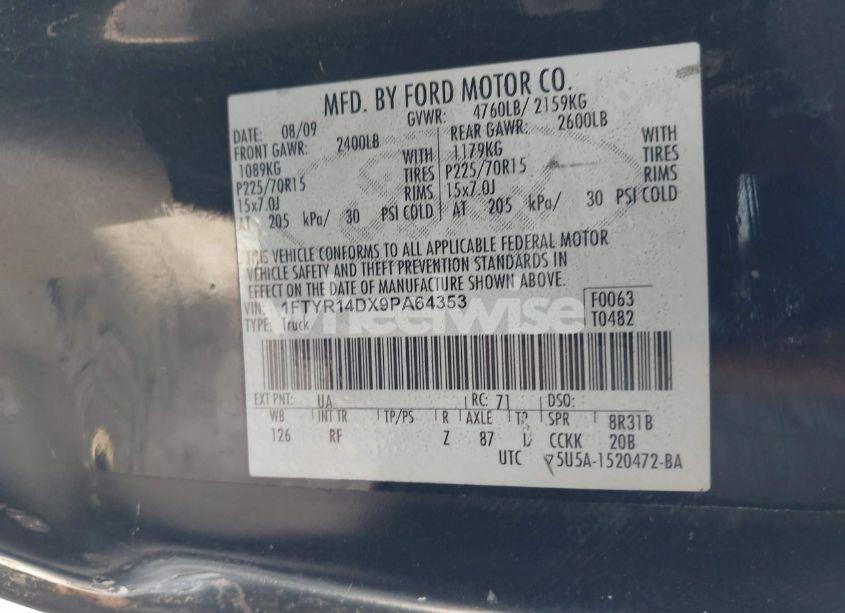 Photo 9 of 2009 Ford Ranger XL/XLT (VIN 1FTYR14DX9PA64353)