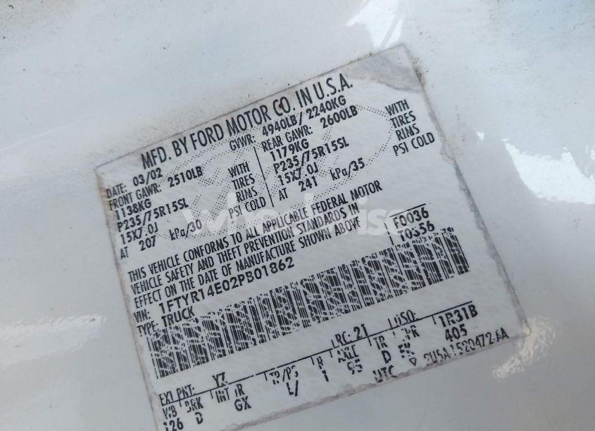 Photo 9 of 2002 Ford Ranger EDGE (VIN 1FTYR14E02PB01862)