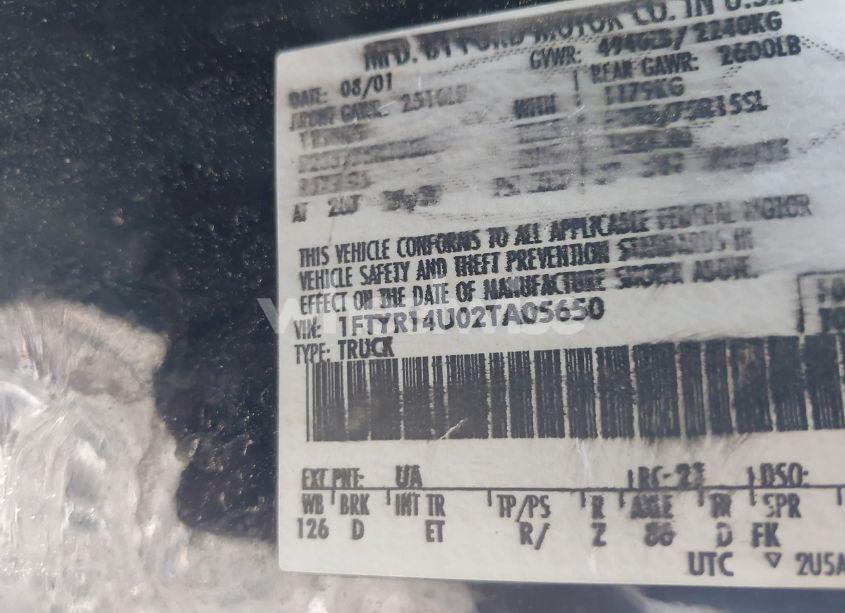 Photo 9 of 2002 Ford Ranger EDGE/TREMOR/XL/XLT/XLT APPEARANCE (VIN 1FTYR14U02TA05650)