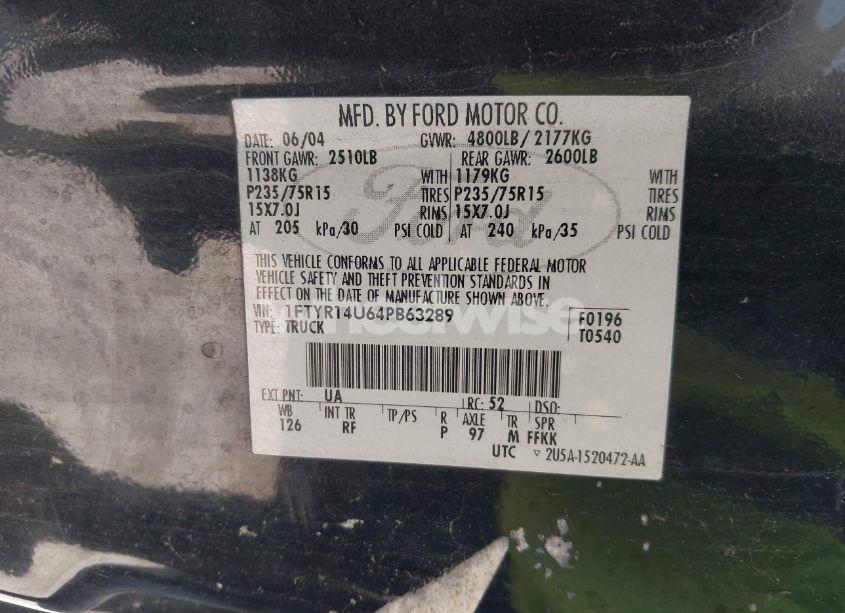 Photo 9 of 2004 Ford Ranger EDGE/TREMOR/XL/XLT (VIN 1FTYR14U64PB63289)