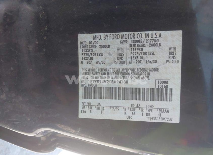 Photo 9 of 2000 Ford Ranger XL/XLT (VIN 1FTYR14V2YPA94180)