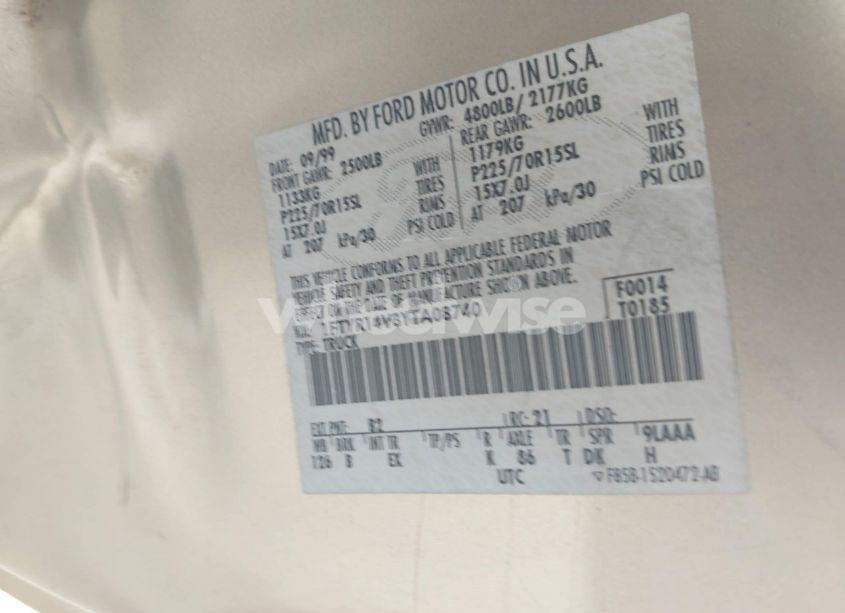 Photo 9 of 2000 Ford Ranger XL/XLT (VIN 1FTYR14V3YTA08740)