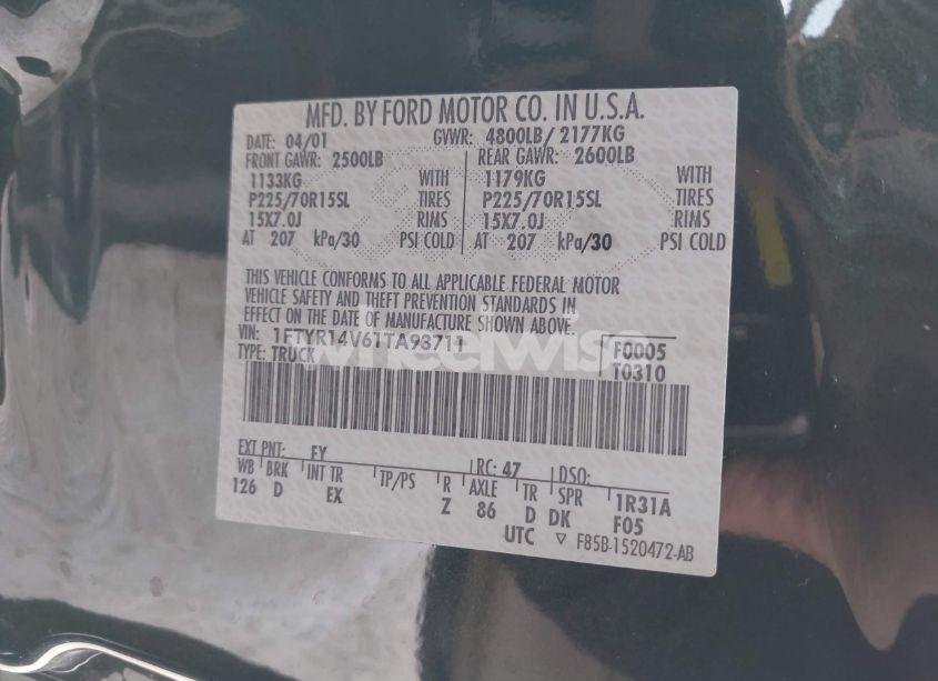 Photo 9 of 2001 Ford Ranger EDGE/XL/XLT (VIN 1FTYR14V61TA93711)