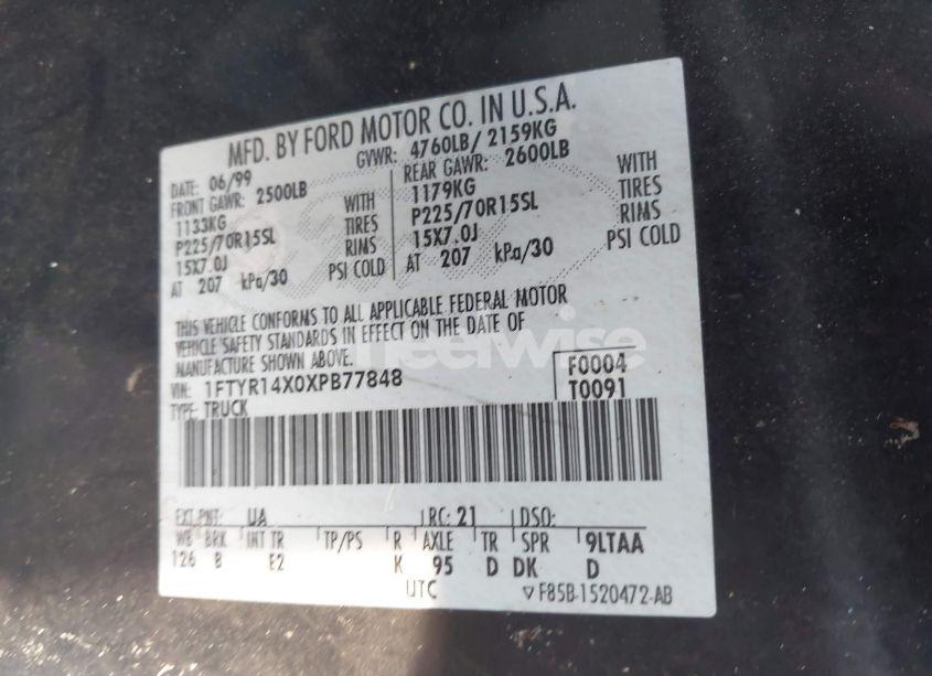 Photo 9 of 1999 Ford Ranger XLT (VIN 1FTYR14X0XPB77848)