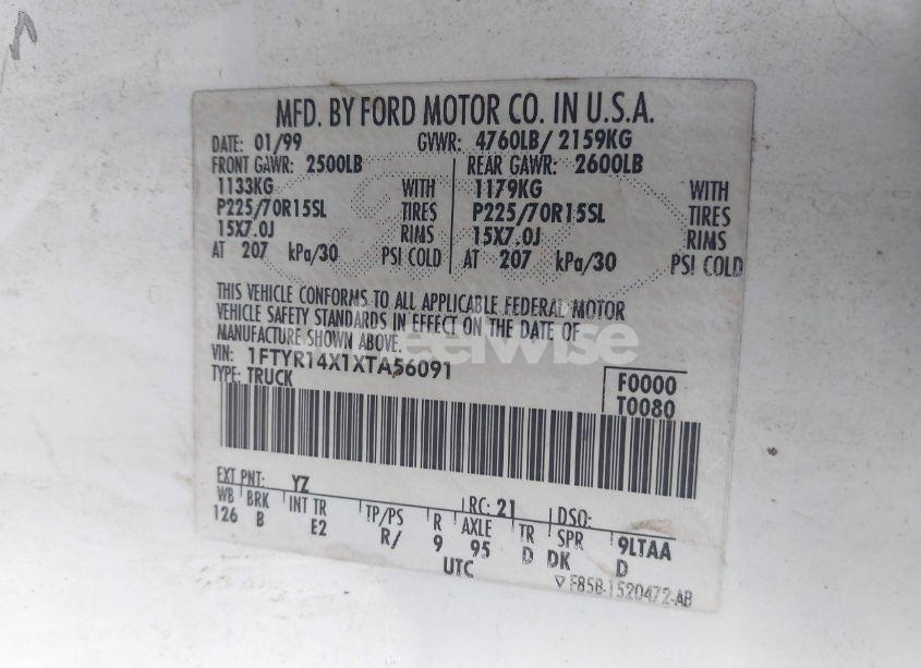 Photo 9 of 1999 Ford Ranger XLT (VIN 1FTYR14X1XTA56091)