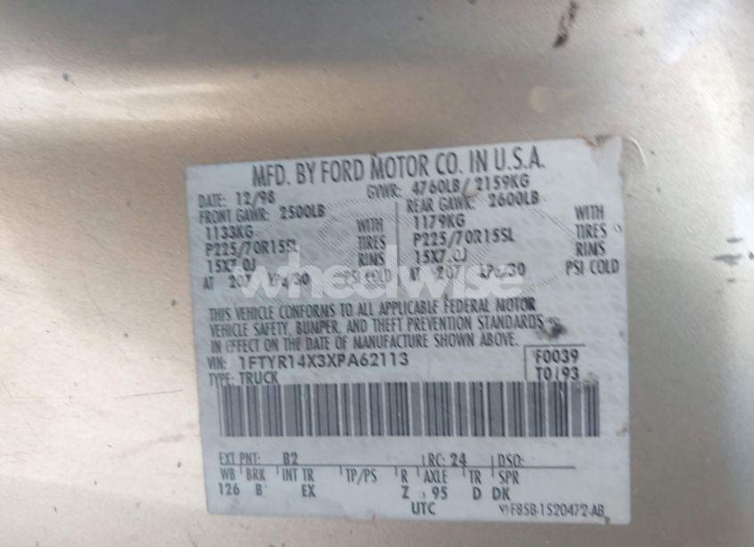 Photo 9 of 1999 Ford Ranger XLT (VIN 1FTYR14X3XPA62113)