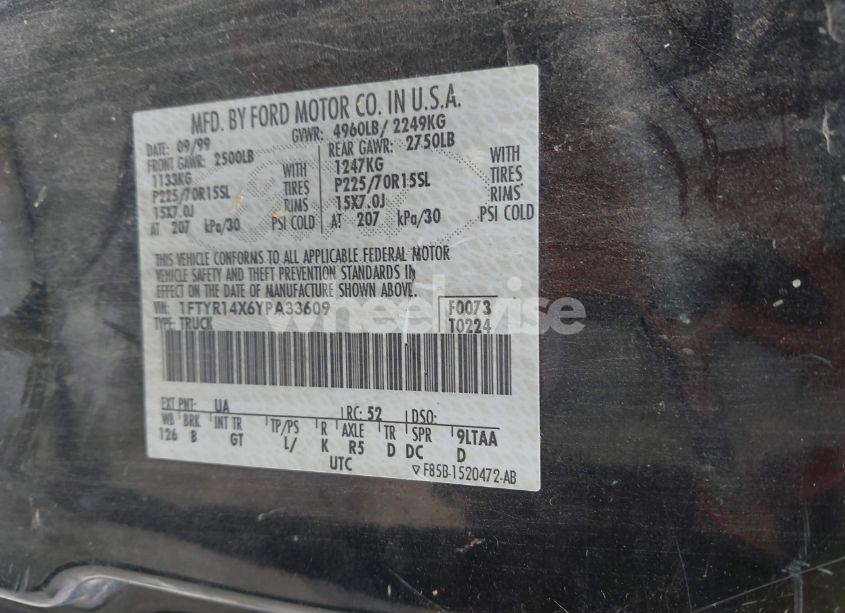 Photo 9 of 2000 Ford Ranger XLT (VIN 1FTYR14X6YPA33609)