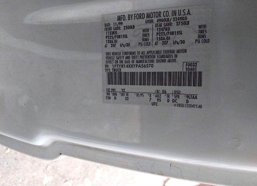 Photo 9 of 2000 Ford Ranger XLT (VIN 1FTYR14XXYPA56570)