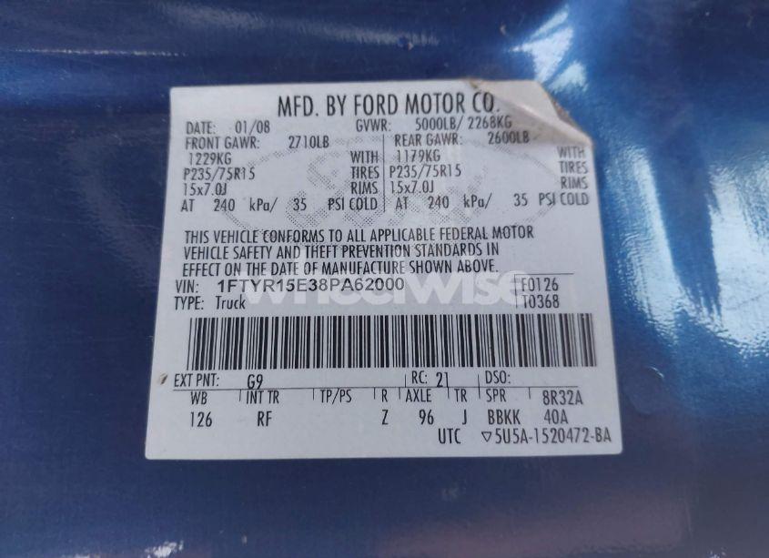 Photo 9 of 2008 Ford Ranger FX4 OFF-ROAD/SPORT/XL/XLT (VIN 1FTYR15E38PA62000)