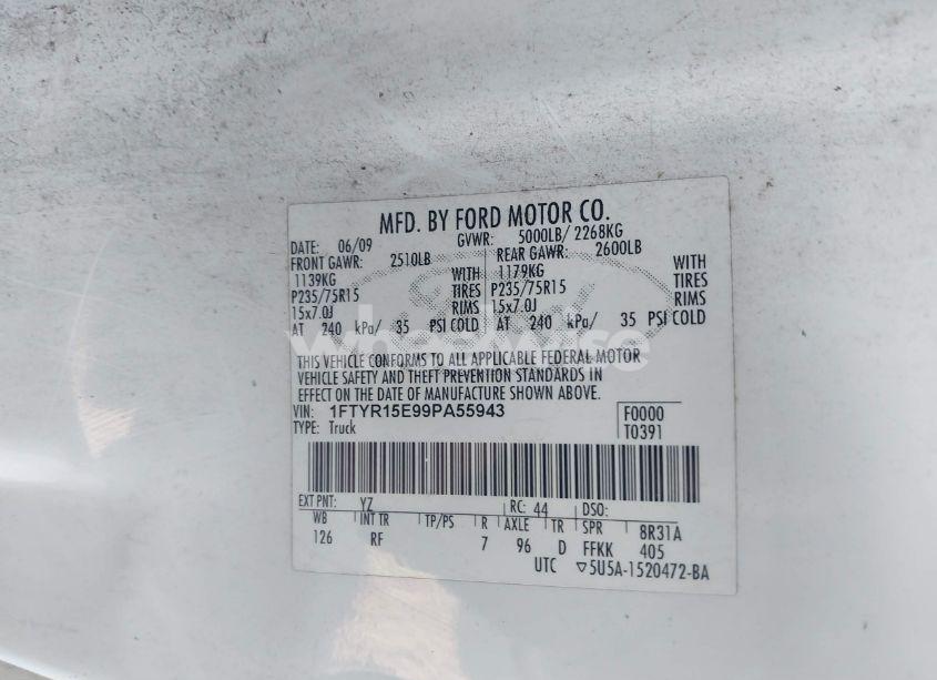 Photo 9 of 2009 Ford Ranger FX4 OFF-ROAD/SPORT/XL/XLT (VIN 1FTYR15E99PA55943)