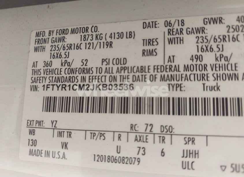 Photo 9 of 2018 Ford Transit-250 (VIN 1FTYR1CM2JKB03536)